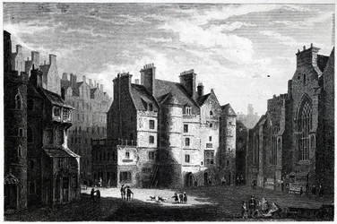 Altes Tolbooth, Edinburgh (graviert von Edward Finden)